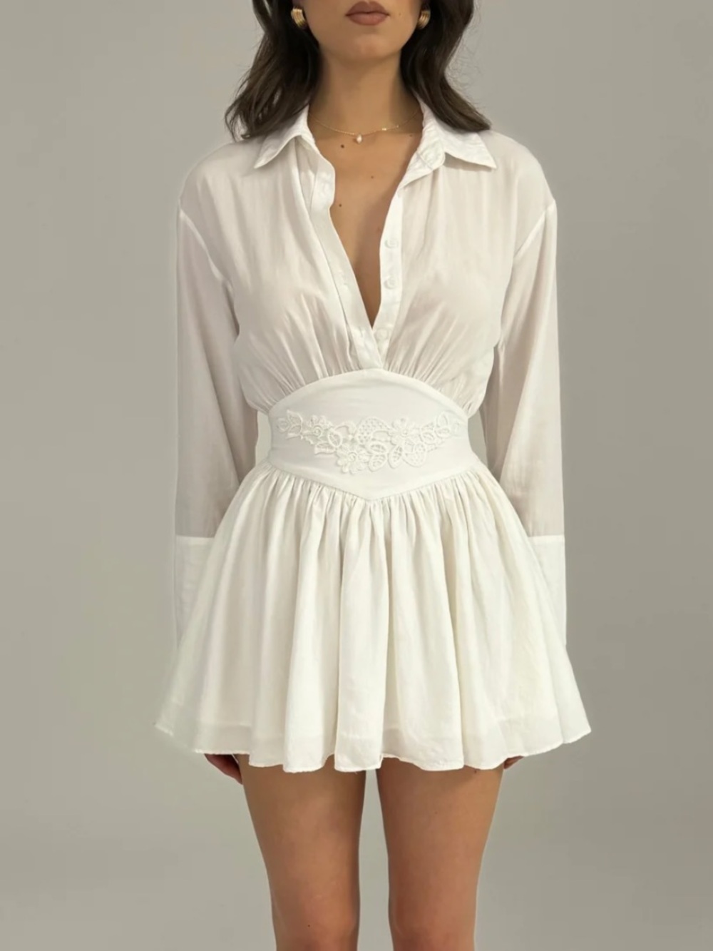 Miss circle Jamila Lyocell Embroidered Shirt dress